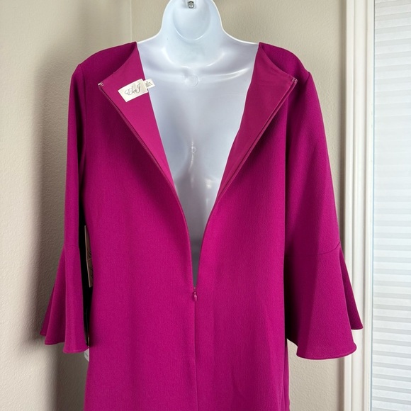 Eliza J Magenta Fuchasia Bell Sleeve Ruffle Dress Size 12 NEW - Picture 4 of 10